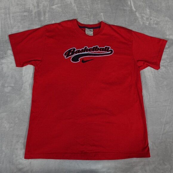 Nike Other - Vintage Nike Basketball Felt Logo T Shirt Mens XL (Fits L) Y2K Red Has Flaws!